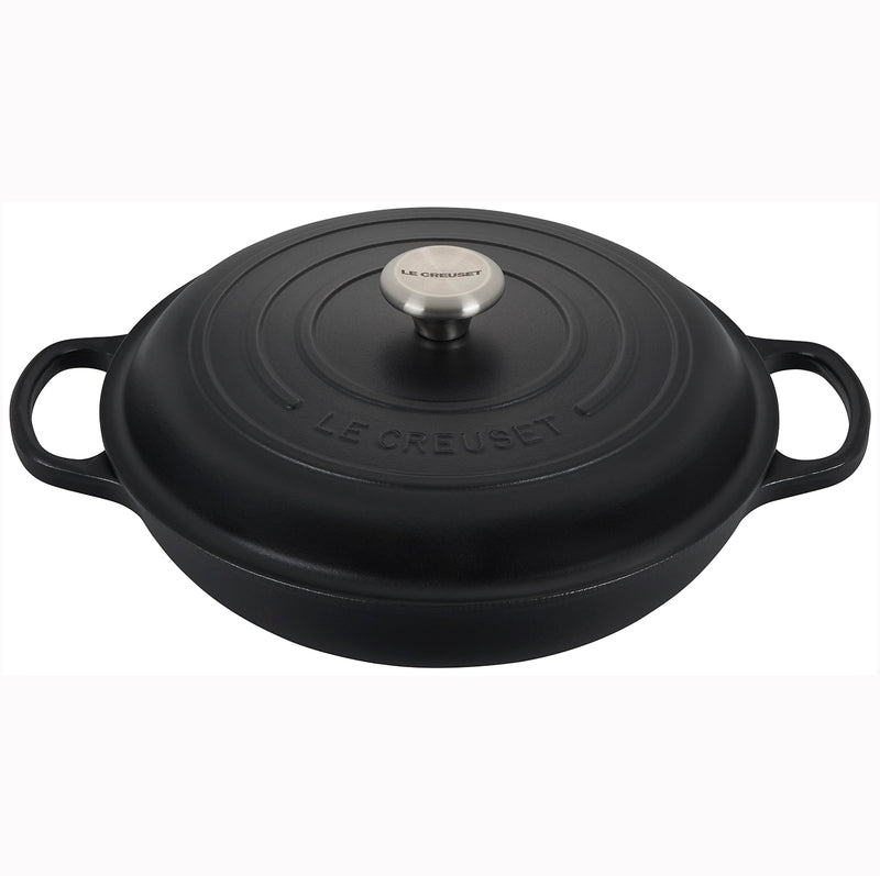 Le Creuset 3 1/2 Qt. Signature Braiser w/Stainless Steel Knob - Licorice- Personalized Engraving Available