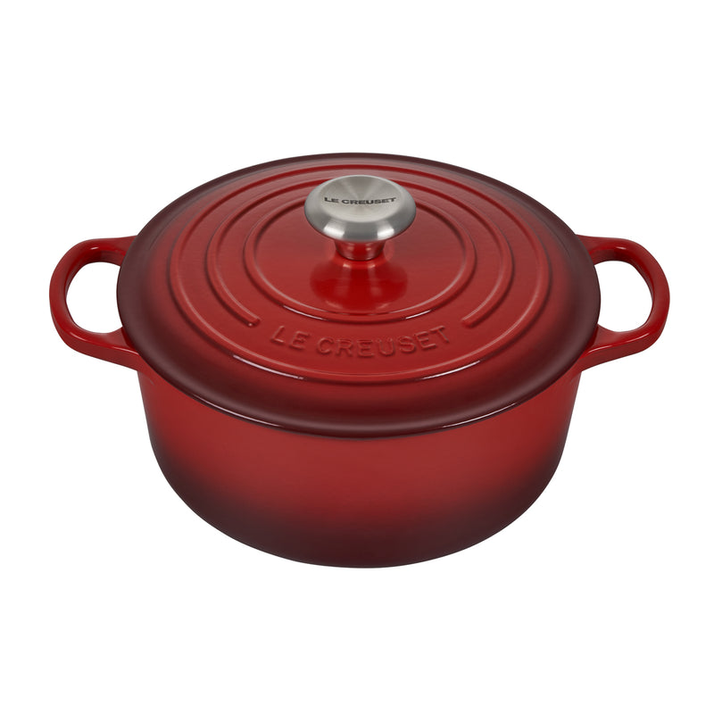 Le Creuset 4 1/2 Qt. Signature Round Dutch Oven w/Stainless Steel Knob - Cerise- Personalized Engraving Available