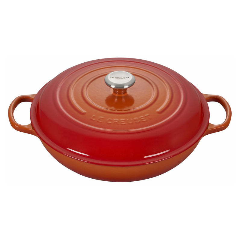 Le Creuset 5 Qt. Signature Braiser w/Stainless Steel Knob - Flame- Personalized Engraving Available