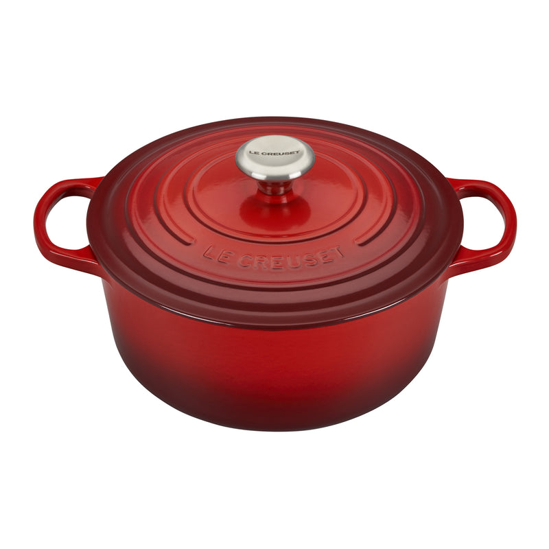Le Creuset 5 1/2 Qt. Signature Round Dutch Oven w/Stainless Steel Knob - Cerise- Personalized Engraving Available