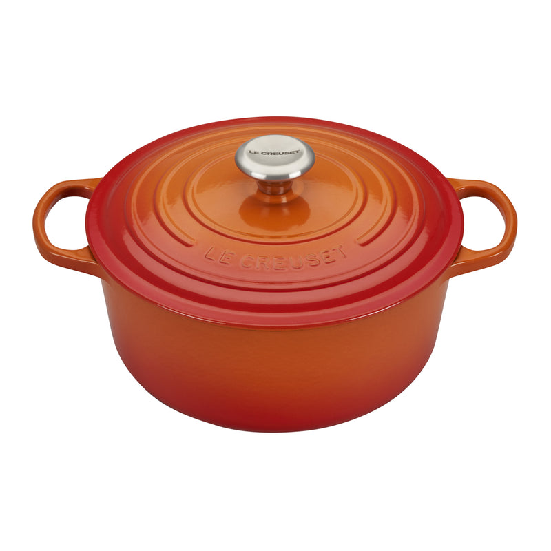 Le Creuset 5 1/2 Qt. Signature Round Dutch Oven w/Stainless Steel Knob - Flame- Personalized Engraving Available