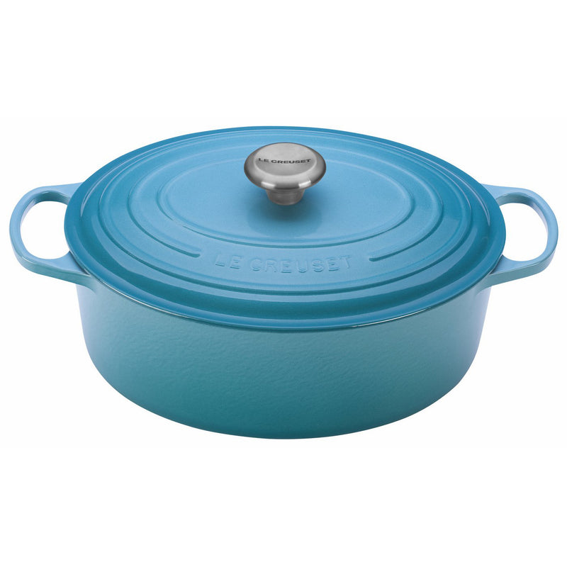 Le Creuset 6 3/4 Qt. Signature Oval Dutch Oven w/Stainless Steel Knob - Caribbean- Personalized Engraving Available