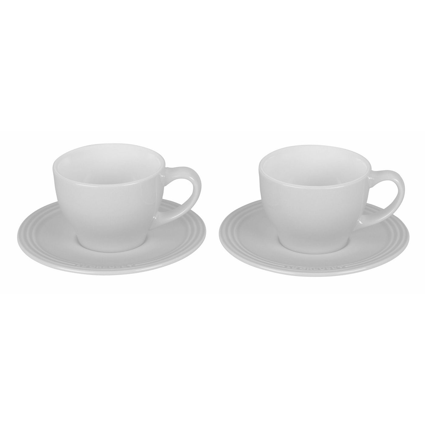 Le Creuset 7 oz. each Set of 2 Cappuccino Cups and Saucers - White