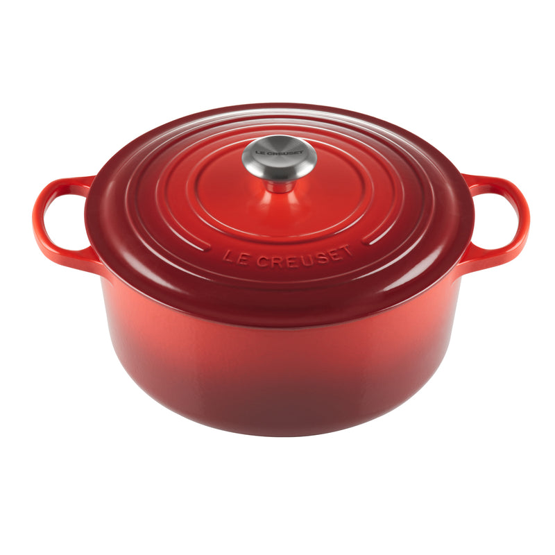 Le Creuset 7 1/4 Qt. Signature Round Dutch Oven w/Stainless Steel Knob - Cerise- Personalized Engraving Available