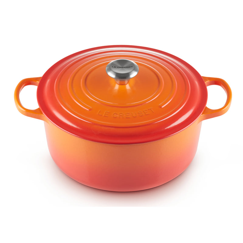 Le Creuset 7 1/4 Qt. Signature Round Dutch Oven w/Stainless Steel Knob - Flame- Personalized Engraving Available