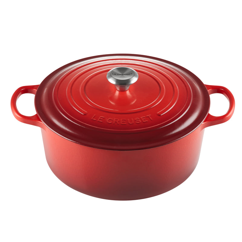 Le Creuset 9 Qt. Signature Round Dutch Oven w/Stainless Steel Knob - Cerise- Personalized Engraving Available