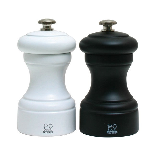 Peugeot Bistro Black Matte Pepper & White Matte Salt Mill Set 10cm/4"