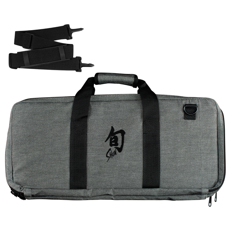 Shun - 20-Slot Knife Case - Grey w/Straps & Black Shun Logo