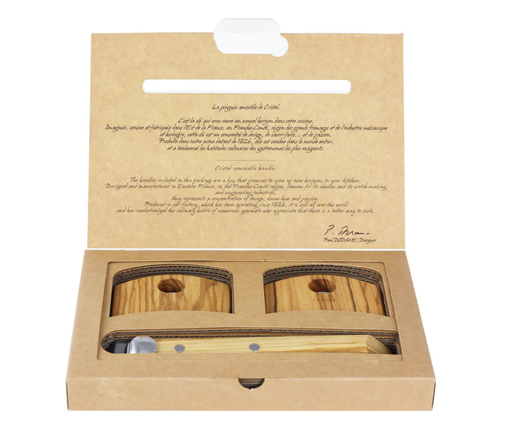 Cristel Detachable Handle Set of 1 Handle and 2 Side Handles Olive Wood