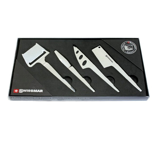 Swissmar Stainless Steel 4Pc Slim-Line High Polished Cheese Knife Set