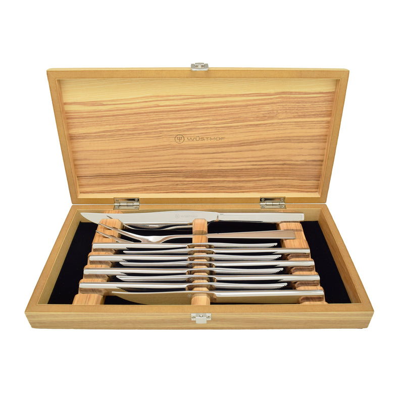 Wusthof - 10 Pc. Stainless Steel Steak Set in Olivewood Box