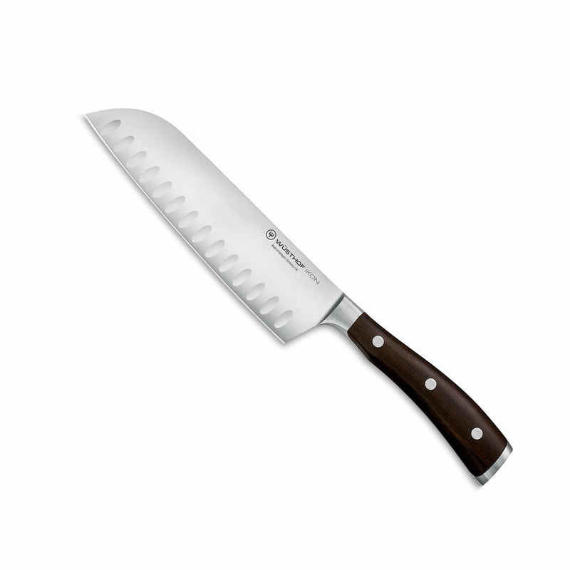 Wusthof Ikon Blackwood - 7" Santoku w/Hollow Edge